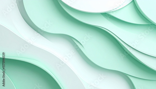Fototapeta Naklejka Na Ścianę i Meble -  曲線が織りなすグリーンの抽象構造背景