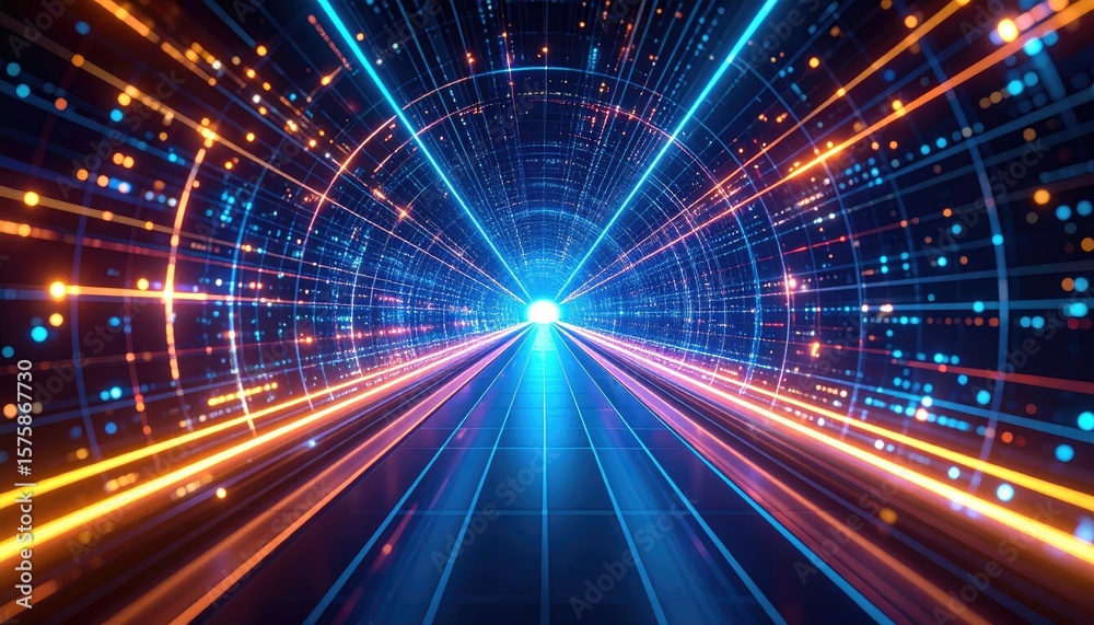 Fototapeta premium Futuristic tunnel, digital pathway