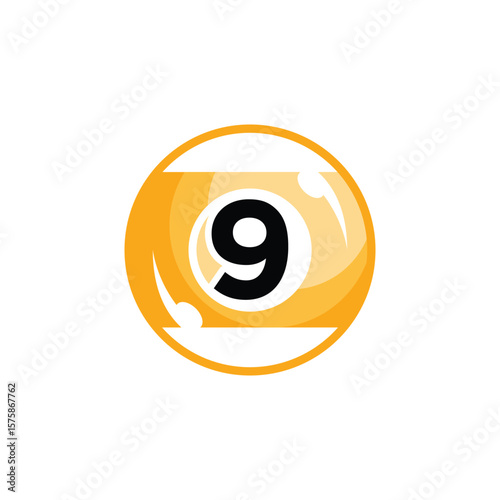 9 Ball Vector Illustration. Classic Billiards Icon for Games, Logos, and Design Projects