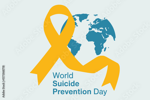 Yellow ribbon and globe for suicide prevention day