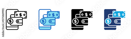 Ewallet icon Multi Style Vector Illustration