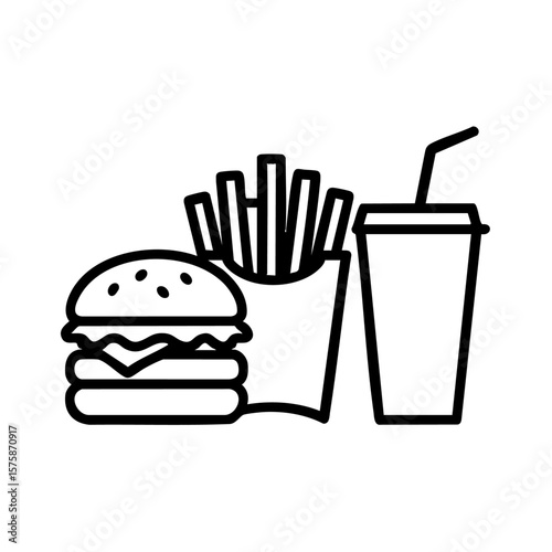 burger fries and drink vector