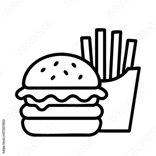 burger and fries vector