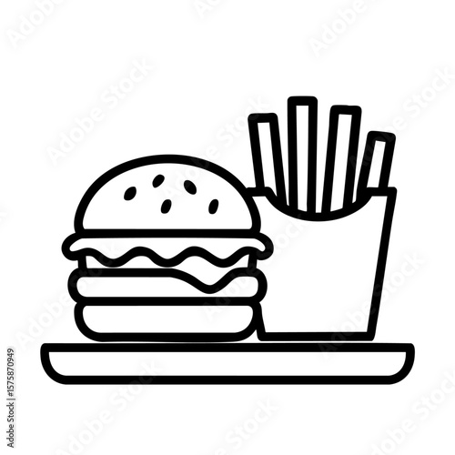 burger and fries vector