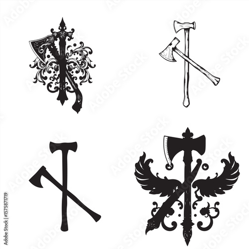 set of Axe vector illustration bundle pack collection 