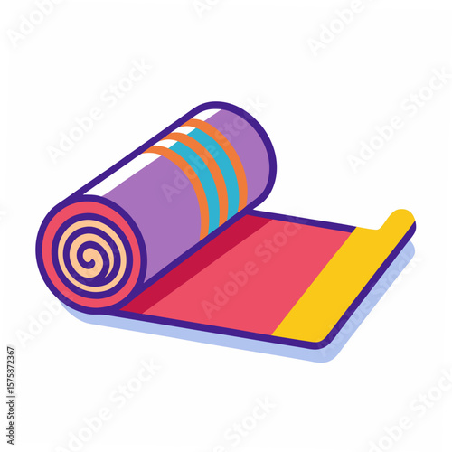 Rolled yoga mat with colorful stripes exercise fitness