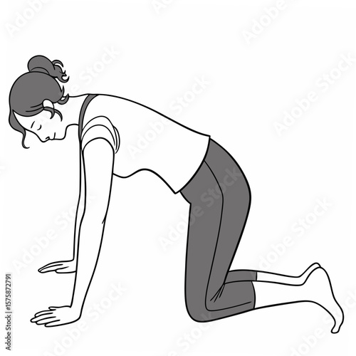 Woman in yoga pose on white background stretching exercise