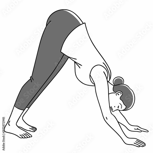 Woman performing downward facing dog yoga pose downward dog adho mukha svanasana