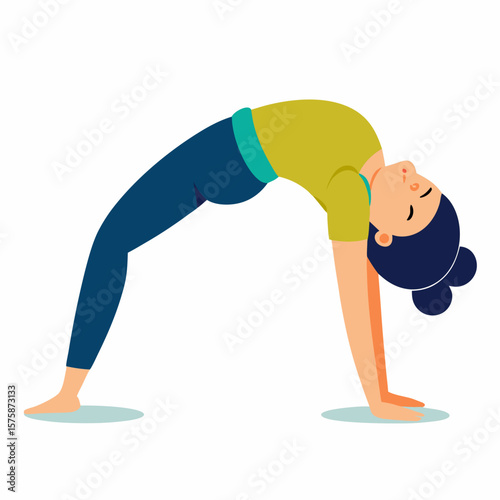 Woman performing yoga bridge pose on white background setu bandhasana female