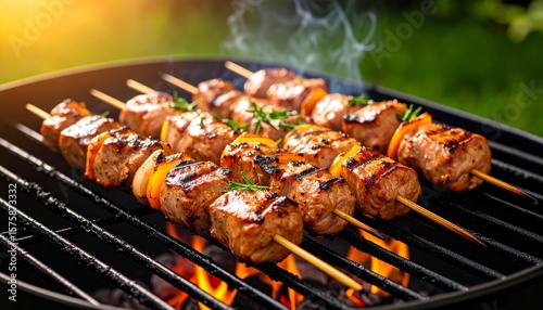 Wallpaper Mural  Grilling Pork Skewers for Bun Thịt Nưong. Traditional Vietnamese Food Torontodigital.ca