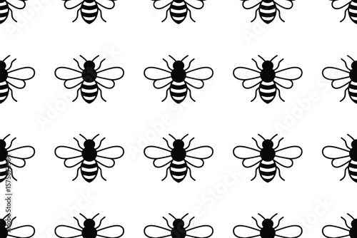 Honey bee pattern background displays repeating stylized insect motif over white surface