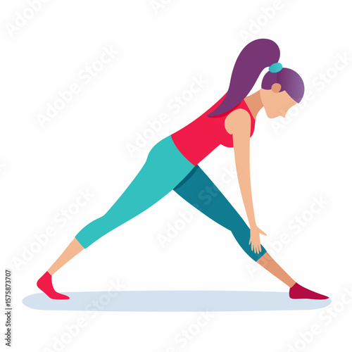 Woman stretching legs in yoga pose fitness exercise