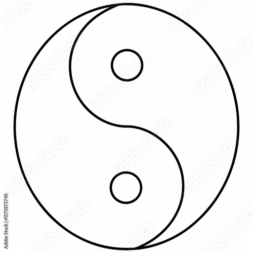 Yin Yang symbol black outline on white balance harmony