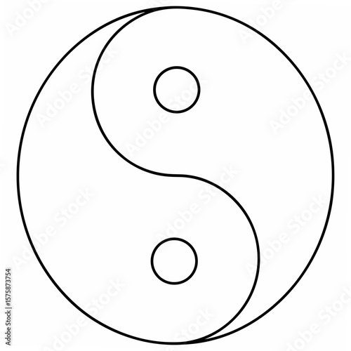 Yin Yang symbol black outline on white taoism balance