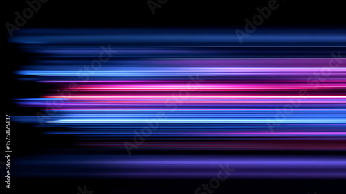 Abstract Light Streaks Pink, Blue, and Purple on Black Background