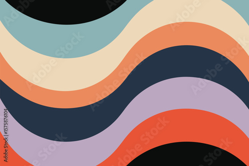 Groovy waves bring retro charm, featuring a vibrant color palette with a nostalgic, vintage design for a touch of seventies flair.