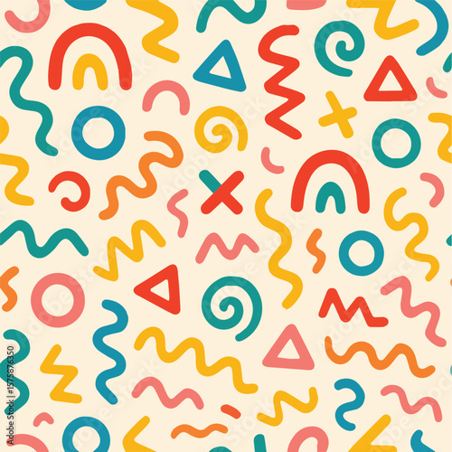 Multicolor abstract geometric pattern background with various shapes vector illustration