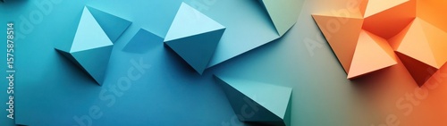 Abstract Geometric Shapes in Blue, Green, and Orange