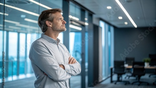 Free Download Man with Crossed Arms in Modern Office - GFXLoad