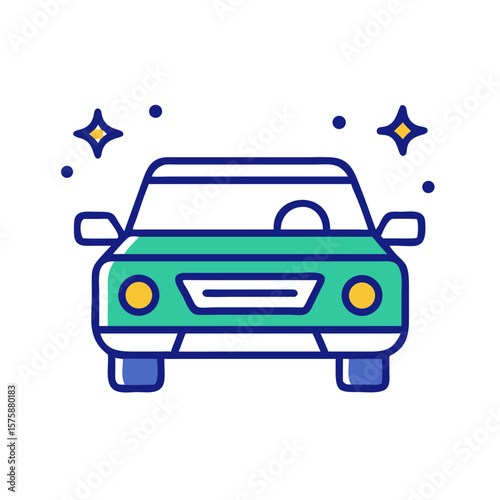 Front view of a car, symbolizing transportation, driving, travel, vehicles and road mobility
