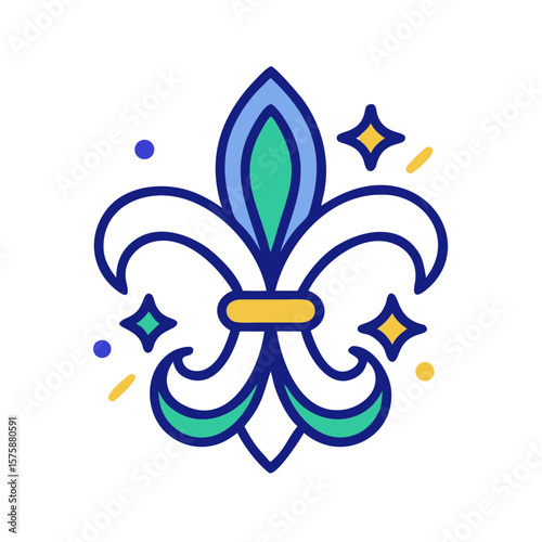 Illustration of fleur-de-lis decorative symbol, representing royal heritage, history, French culture and artistic ornament, no background
