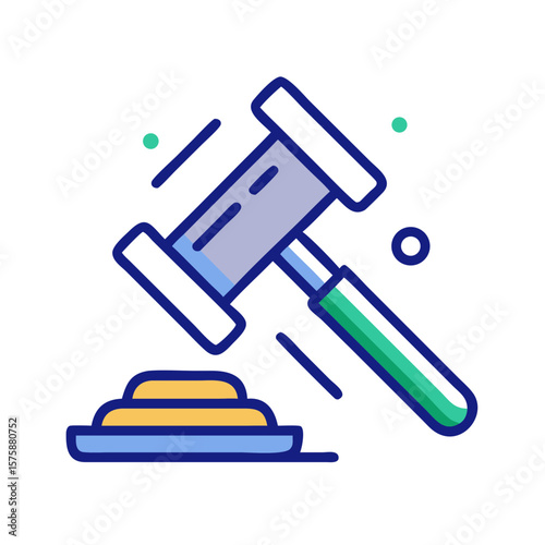 Illustration of judge’s gavel and base, representing law, courtroom decisions, legal system, justice and auction bidding, no background
