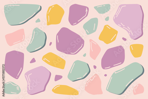 Colorful abstract background with organic shapes in pastel tones offers a visually pleasing and calming aesthetic suitable for various designs