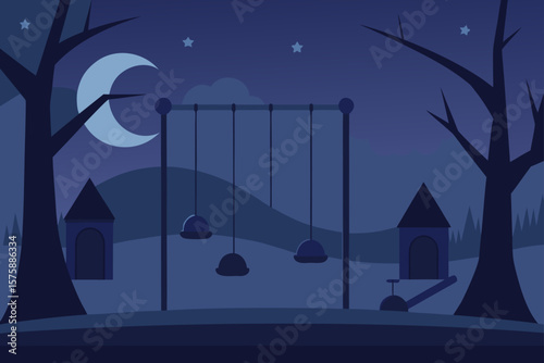 night landscape with moon