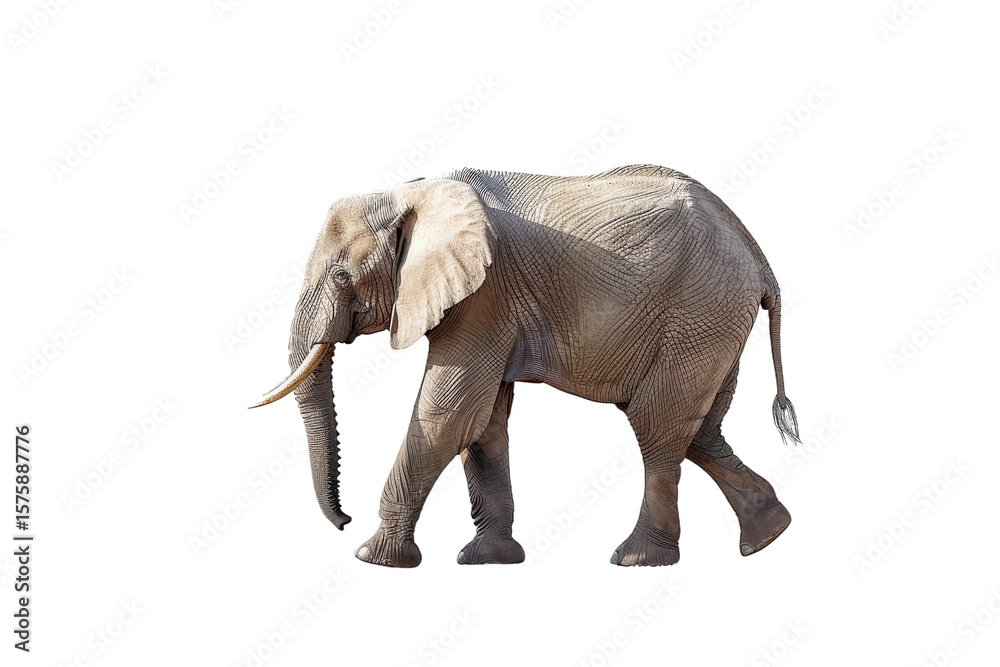 Obraz premium Elephant strolling calmly isolated on transparent background