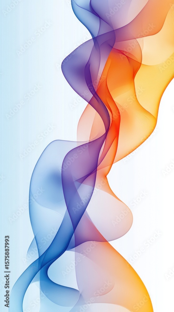Fototapeta premium Abstract Swirling Gradient Waves in Blue, Purple, Orange, and Yellow
