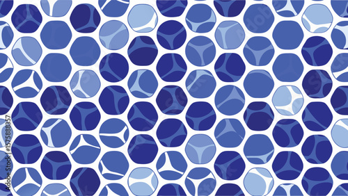 Abstract pattern of blue hexagons with internal triangular shapes creating a tiled effect