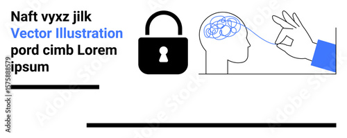 Hand extracting tangled thread from head symbolizing mental clarity, security, and problem-solving. Ideal for therapy, psychology, brainstorming, problem-solving, mental health, data security