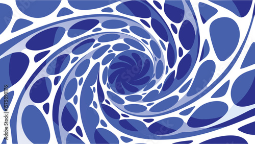 Abstract swirling vortex of blue and white shapes creating a dynamic and hypnotic visual effect