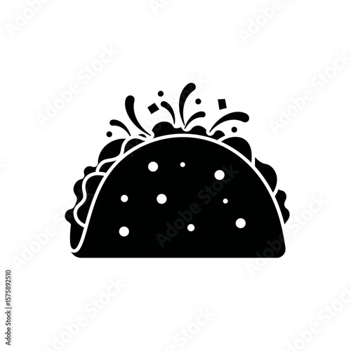 Silhouette of a taco with toppings and a hard shell