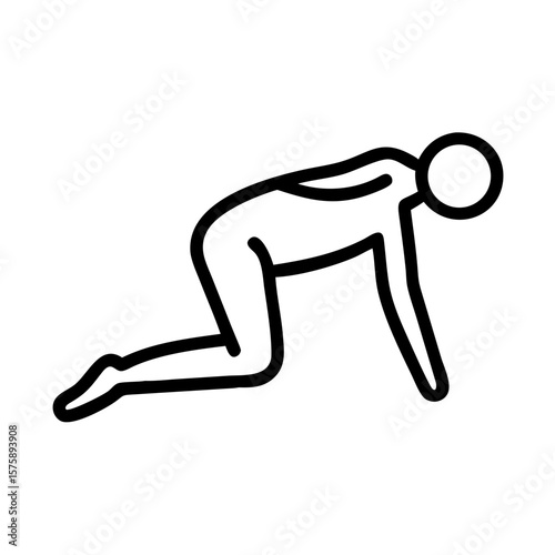 Human Stretching in Side Pose: Outline Icon Design
