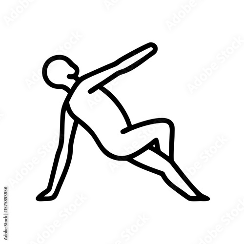 Human Stretching in Side Pose: Outline Icon Design

