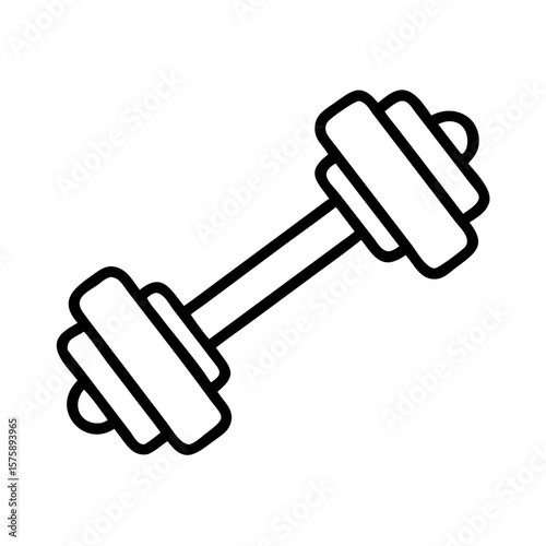 Single dumbbell gym weight in outline style illustration
