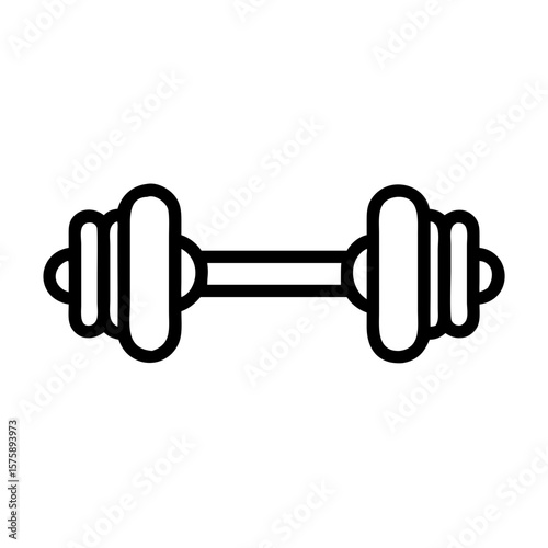 Isolated black outline dumbbell weight icon for gym training
