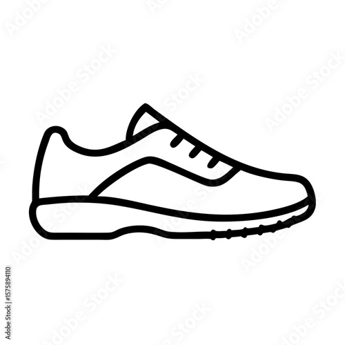 Sport Shoe, Running Sneaker in Minimal Outline Style Icon Illustration
