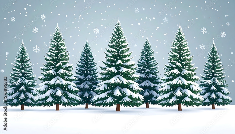 Obraz premium Snowy fir trees in a winter landscape