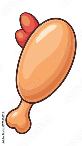 A cartoonish drawing of a pink chicken leg with a white bone. The bone is the only thing that is not pink