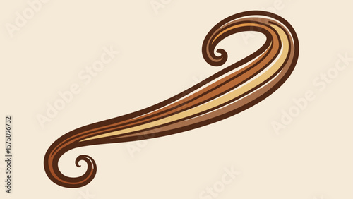 A stylized hair curler with a brown and tan color. The curler is drawn in a way that it looks like it is made of hair