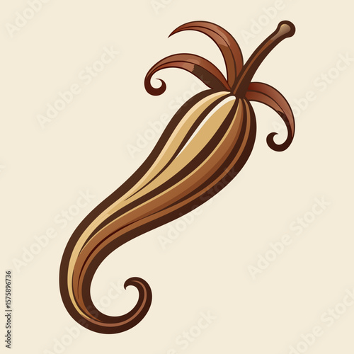 A stylized hair curler with a brown and tan color. The curler is drawn in a way that it looks like it is made of hair