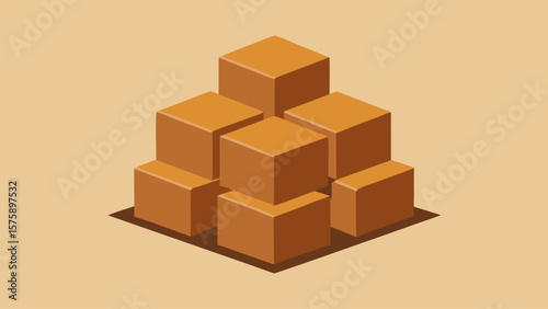 A stack of brown cubes with a white cube in the middle. The cubes are stacked in a pyramid shape