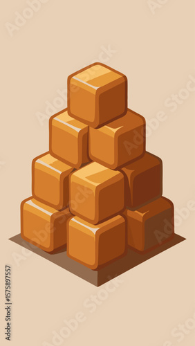 A stack of brown cubes with a white cube in the middle. The cubes are stacked in a pyramid shape