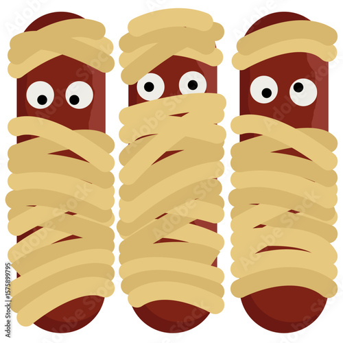 halloween mummy sausages, Halloween food, Funny sausage mummies.