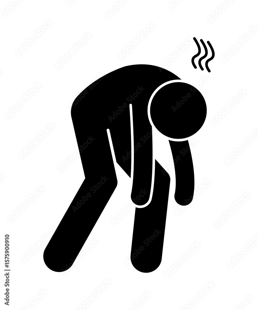 Fototapeta premium Stickman figure human cartoon silhouettes. people walking limply, running out of energy to walk. low power.