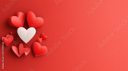 Vibrant Red Hearts Set Against a Deep Red Background Evoking Passionate Feelings