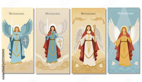 Bold Michaelmas Illustration of Archangel Michael Ready for Battle