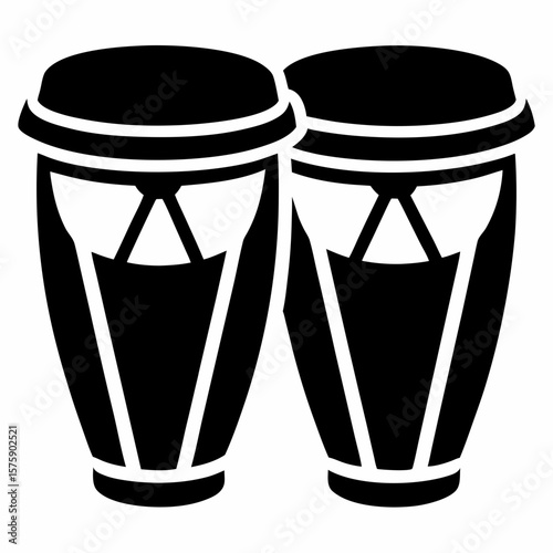 Black conga drums silhouette on white background percussion musical